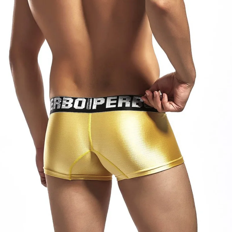 Мужские Блестящие трусы-боксеры с U-образным вырезом заниженной талией мягкие