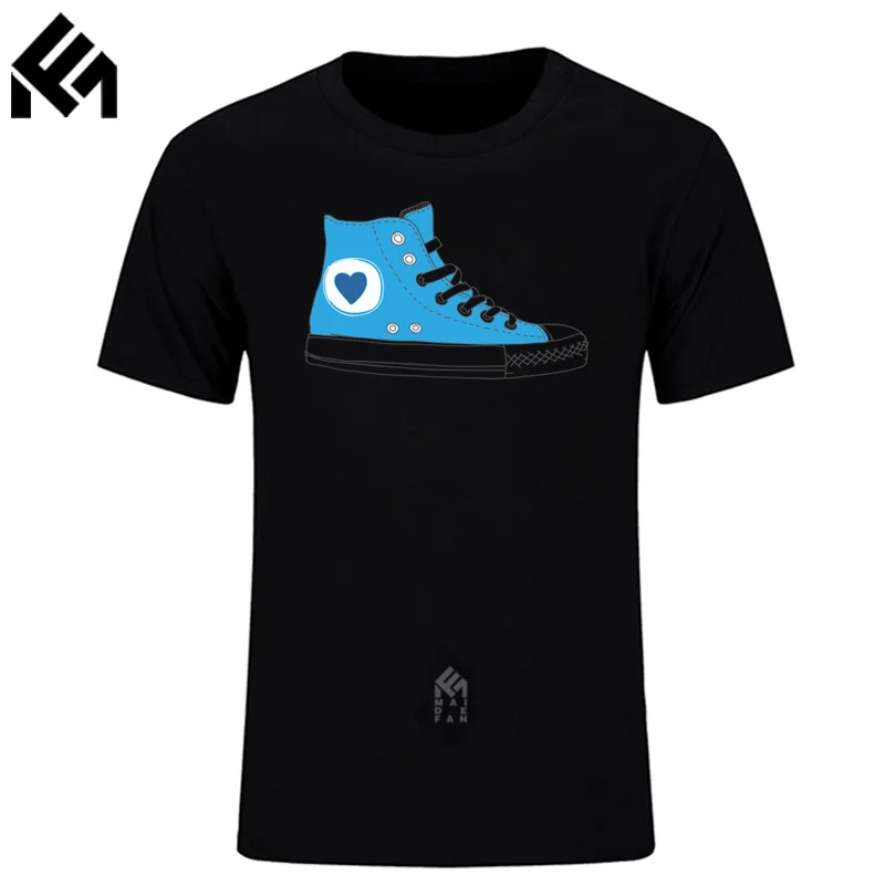 Уникальные футболки с круглым вырезом синий парусиновая обувь короткий рукав 100%