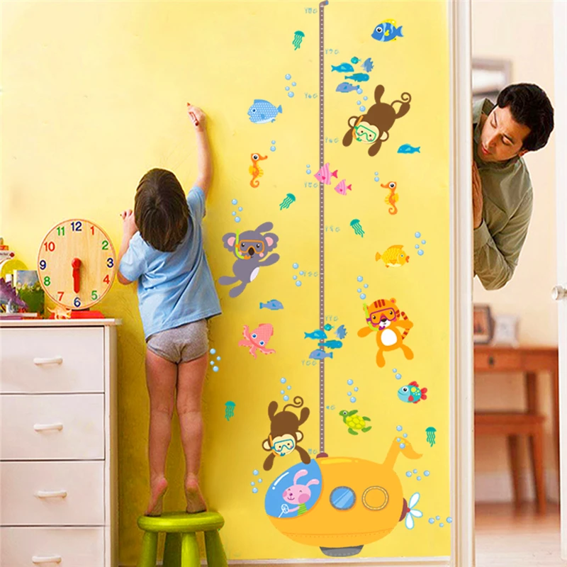 Обезьяна коала Тигр рыба дайвинг дети высота masure наклейки на стену для детской