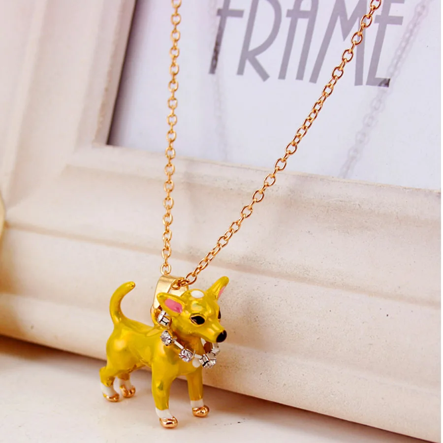 Очаровательное эмалированное маленькое желтое ожерелье для собаки модная