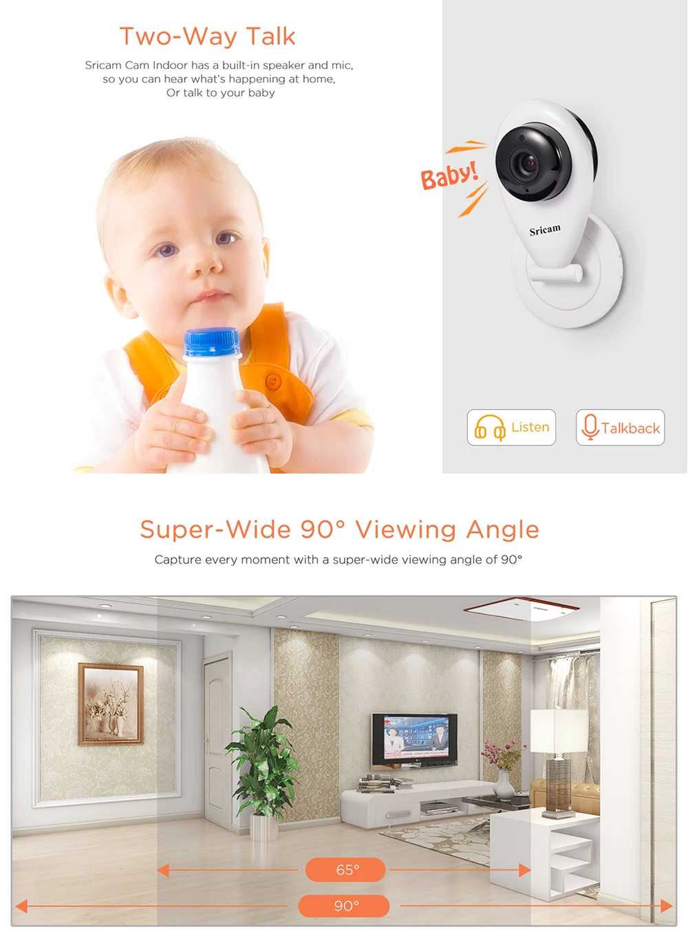 Sricam SP009 HD 720P Мини Wifi ip-камера Беспроводная P2P радионяня сетевая CCTV камера безопасности с ИК-подсветкой двухстороннее аудио