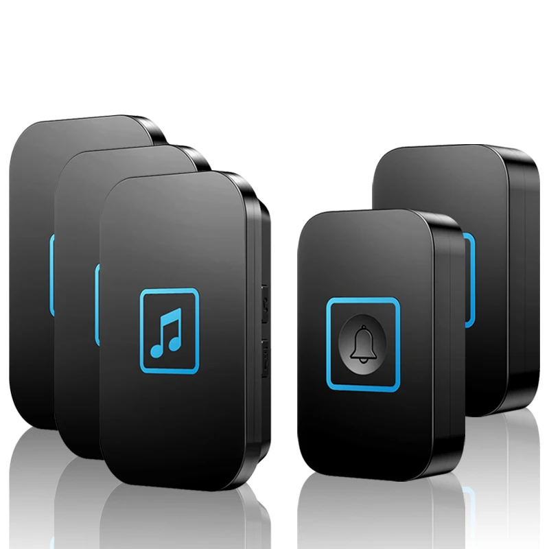2 button 3 receiver Беспроводной дверной звонок CACAZI, водонепроницаемый, 1, 2, передатчик, 1, 2, 3, приемник, умный дом, звонок, батарея, колокольчик, США, ЕС, Великобритания, разъем AU - Цвет: 2 button 3 receiver