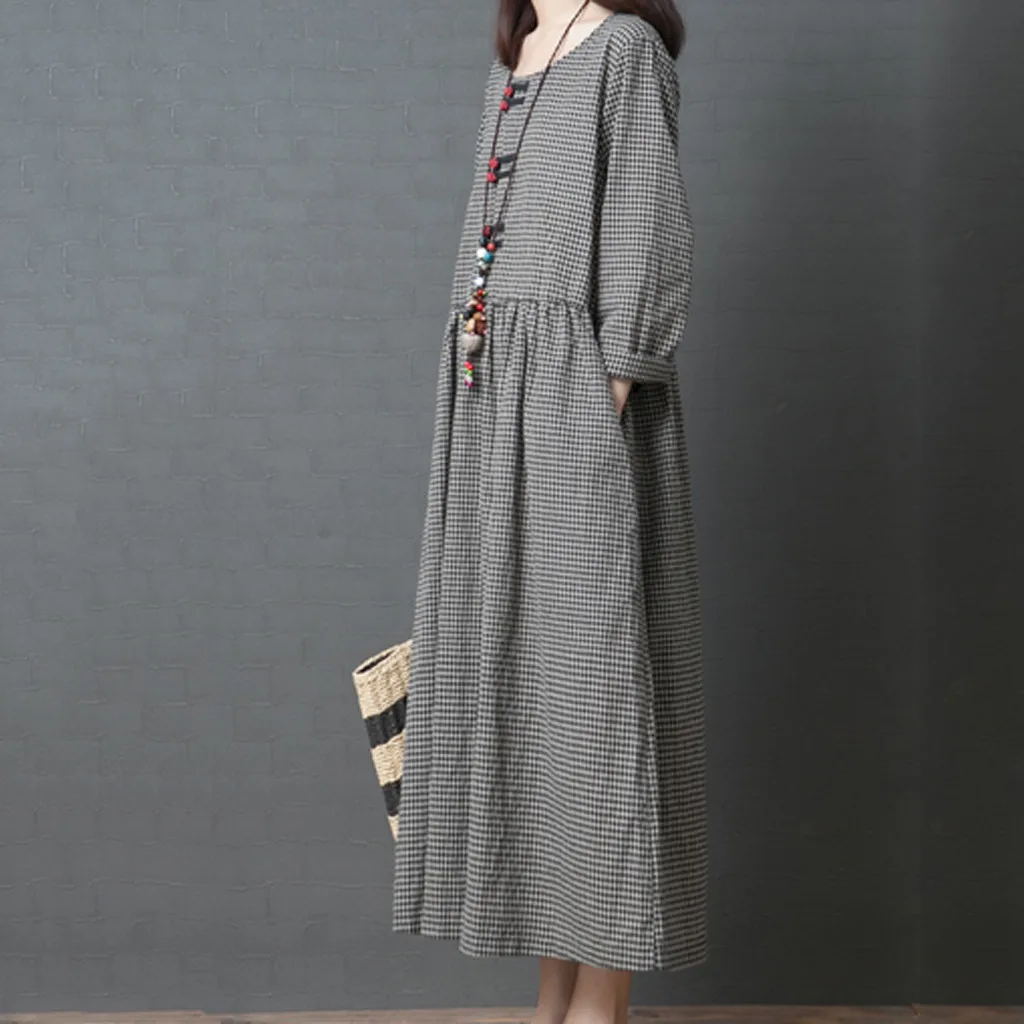 Длинное платье Лето 2019 г. пляжные летние льняные платья в японском стиле для