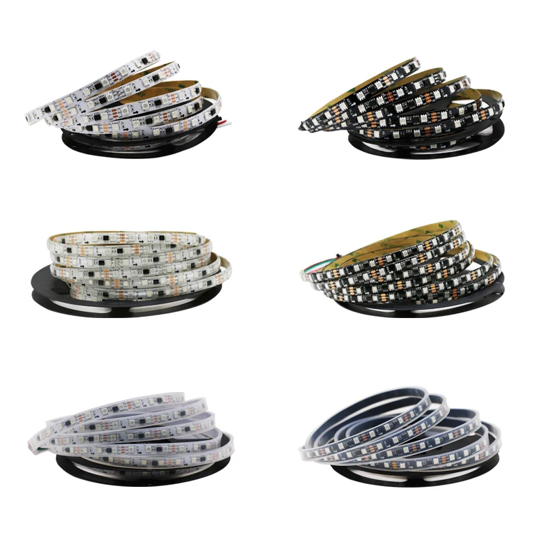 DC5V WS2812B 30/60/144 светодиодов/m Smartled пикселей RGB индивидуально адресуемых светодиодные полосы светильник черный/белый печатных плат IC WS2812 полосы