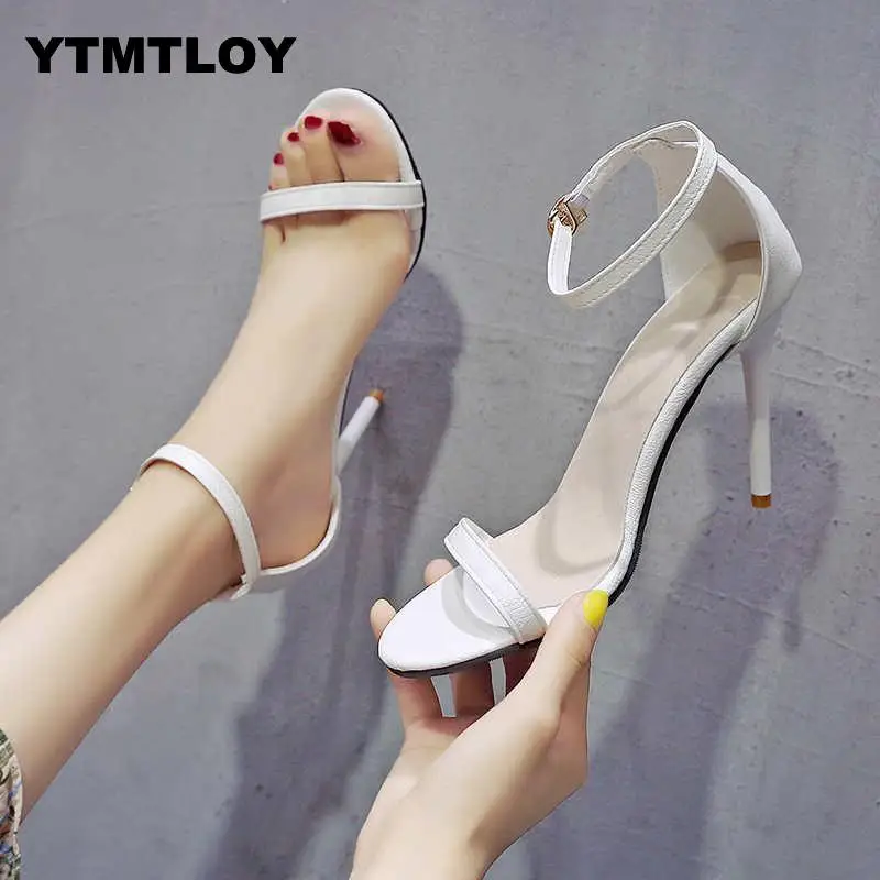 Женские босоножки с ремешком на щиколотке летние туфли открытым носком Вечерние