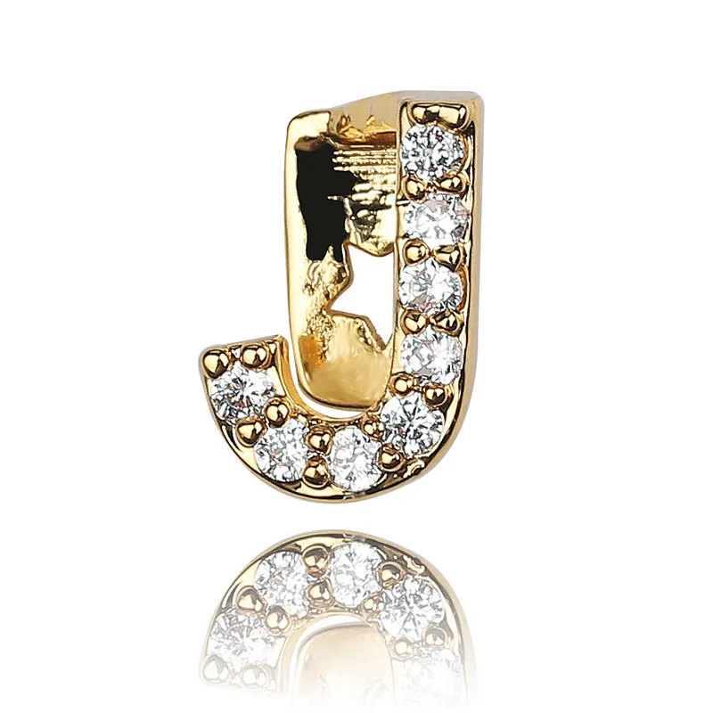 AAA циркониевый камень cz проложить Bling, одна буква, декоративные Зубные коронки Для мужчин название решетки Косплэй вечерние Мужской панк ювелирные изделия цвета: золотистый, серебристый