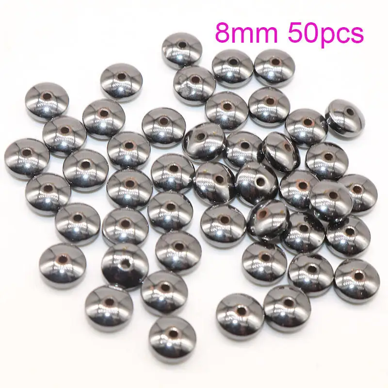 8mm black 6 мм 100 шт черный гематит желчный камень Бусины распорные бусины ручной работы Шарм, изготовление украшений не выцветает - Цвет: 8mm black