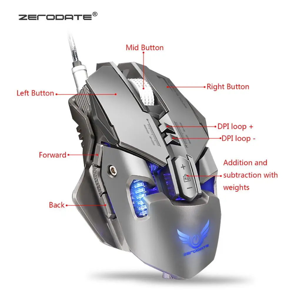 Игровая мышь Проводная 3200 dpi Программируемый дыхательный светильник эргономичная игра USB компьютерные мыши геймер для настольного ПК ноутбука