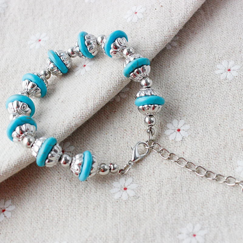 Богемные панк цыганские тибетские винтажные металлические браслеты и бусины из