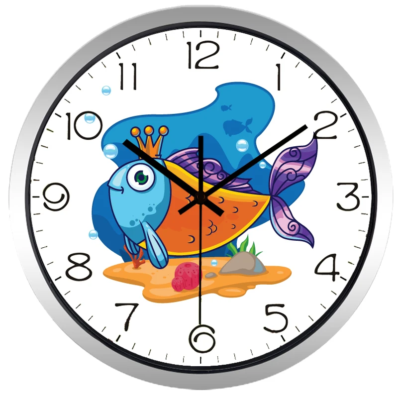 Подводная лодка Мир Детская комната детские настенные часы Корона рыба|wall clock|wall