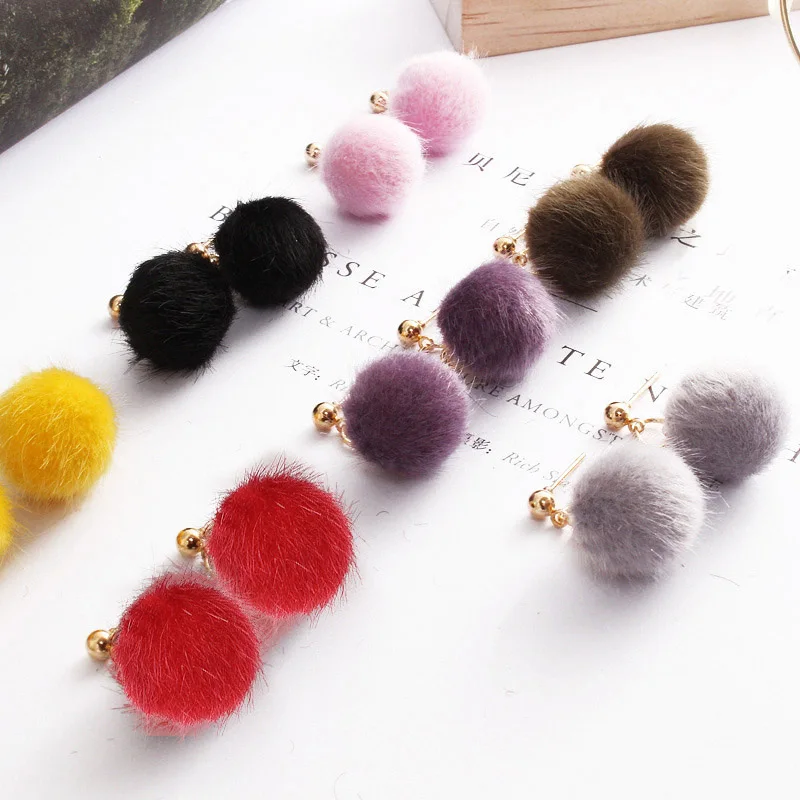 2019 Новое поступление Горячие женские модные Hairball металлические шаровые серьги
