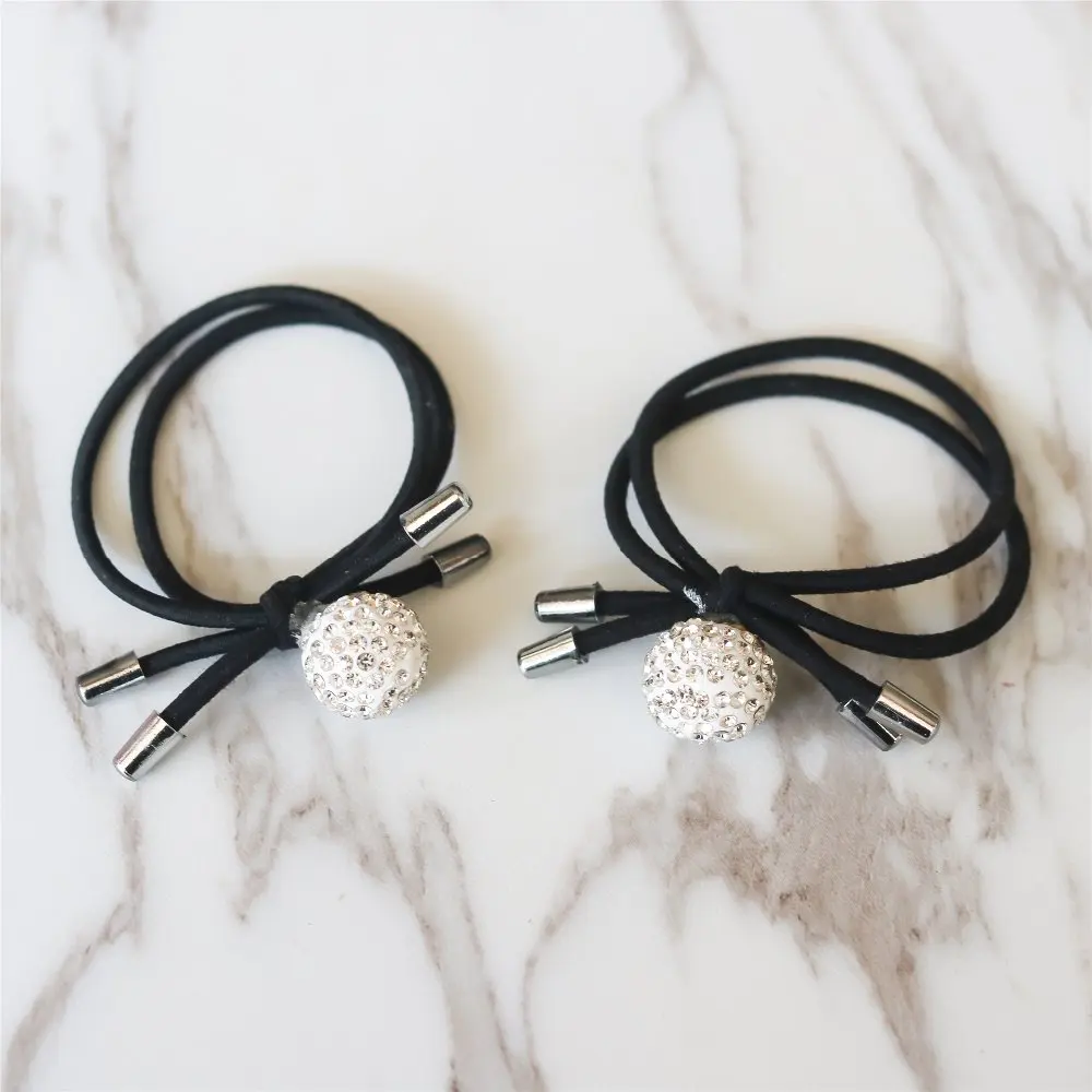 

2 Pcs Women Girl's Headwear Accessories Rhinestone Imitation Pearls Beads Elastic Rubber Band Ties Ponytail Holder Scrunchy