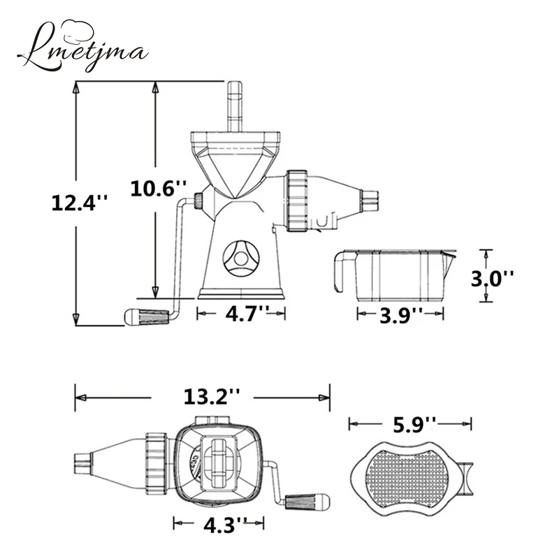 Домашняя ручная соковыжималка LMETJMA с ручкой для здоровья кухонная фруктов
