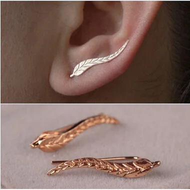 Женские серьги-гвоздики в форме листа | Украшения и аксессуары