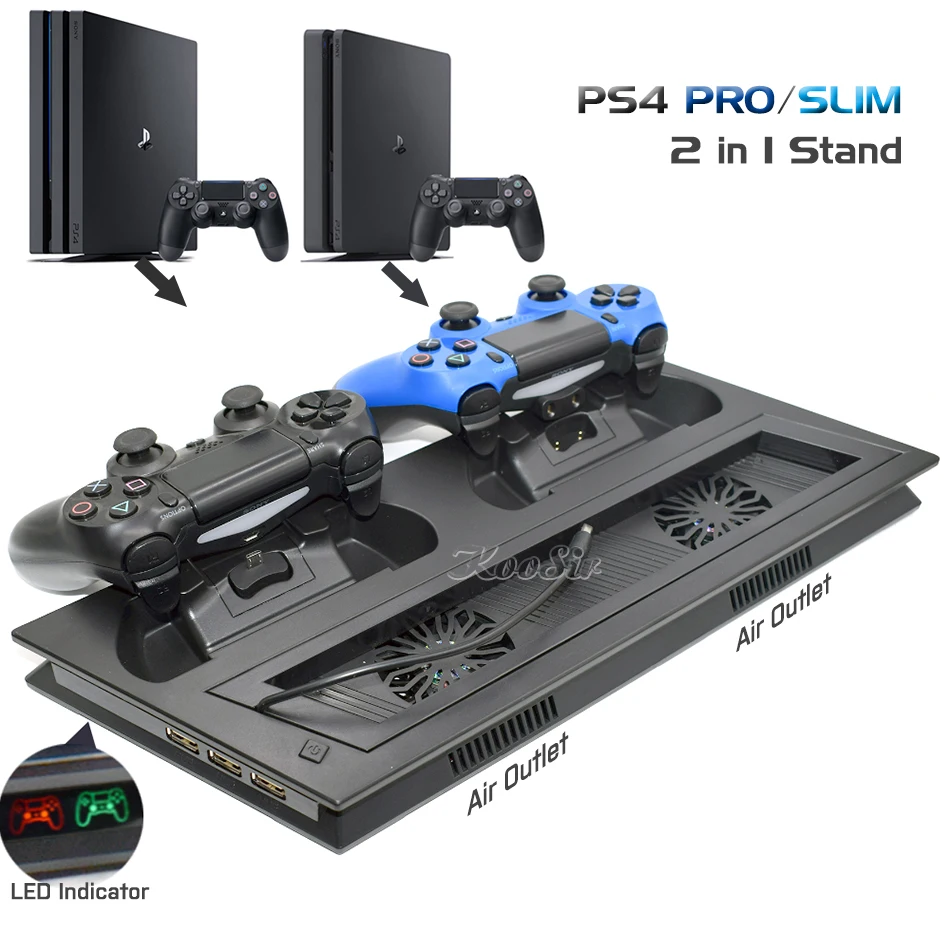 Вертикальная подставка для PS4 SLIM PRO охлаждающая док станция игровых контроллеров