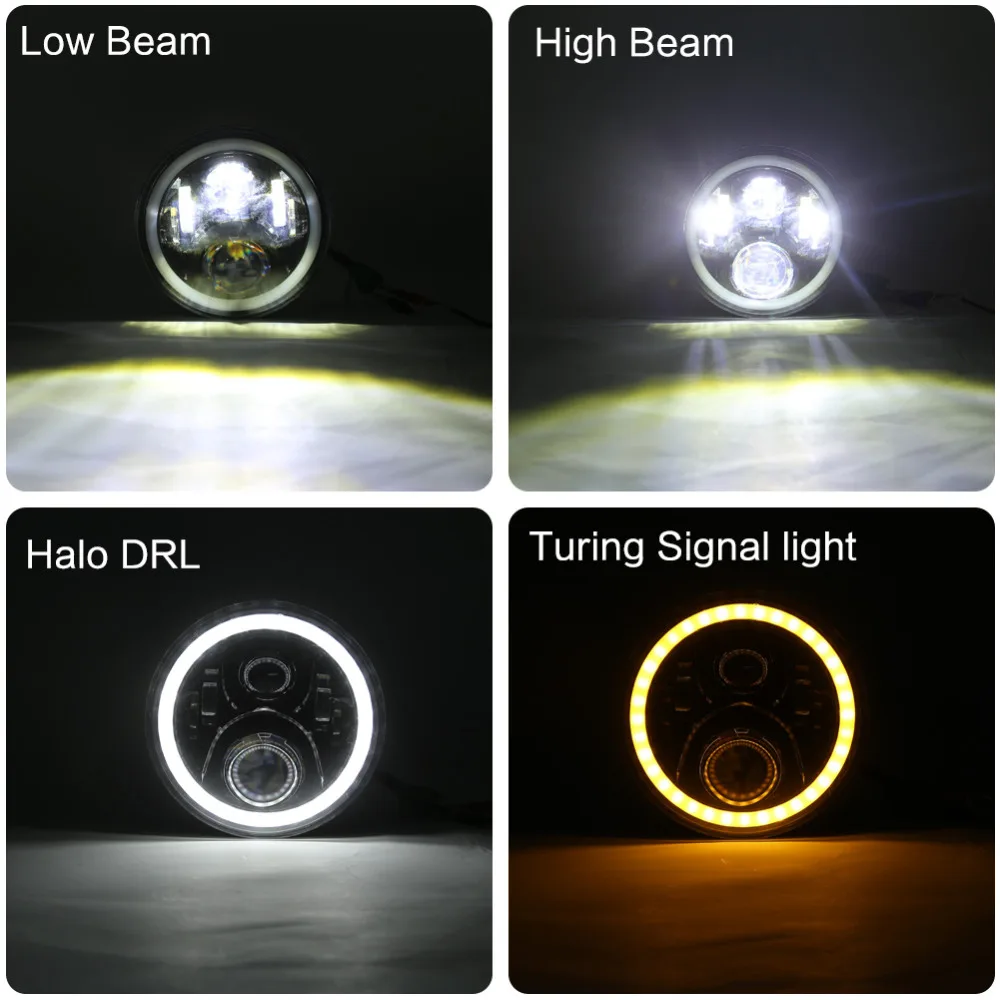 Rupse 7 дюймов круглый светодиодный фонарь ангельские глазки для Jeep Wrangler Harley