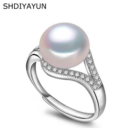 Женское кольцо SHDIYAYUN, из серебра 925 пробы с натуральным пресноводного жемчуга, классические кольца с цирконием