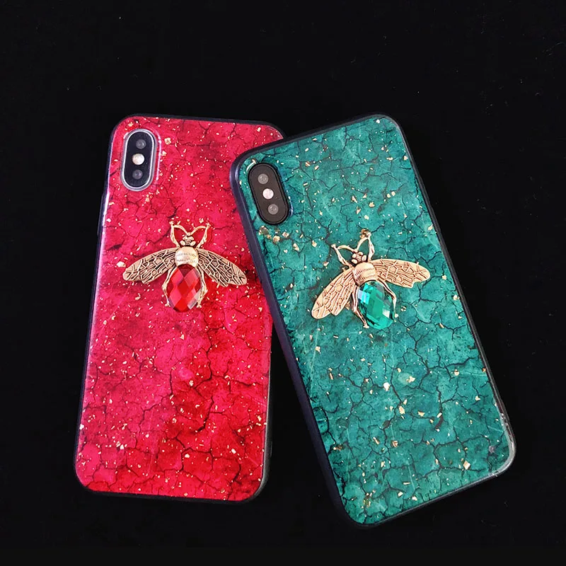 Роскошный Металлический 3D чехол с алмазной Пчелой для iPhone 12 mini 11Pro X XR XS Max