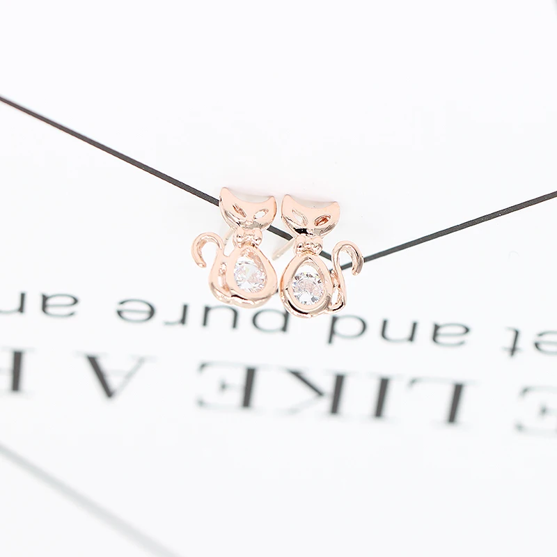 Золото блестящие милые лиса кошка новый Дизайн женские Модные Jewelry со стразами