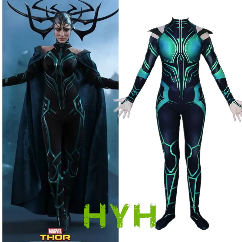 Тор: Ragnarok Hela костюм для косплея зентай боди комбинезоны костюмы на Хэллоуин