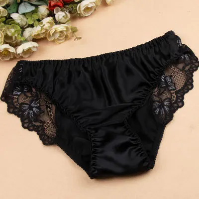 Женские кружевные трусики из 100% натурального шелка с низкой талией M/L/XL|silk lace