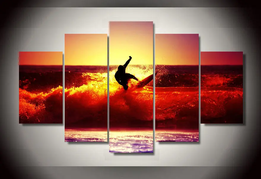 

Printed Surfing on the Sea Canvas Oil Painting Unframed Canvas Living Room Wall Art Picture Home Decoration