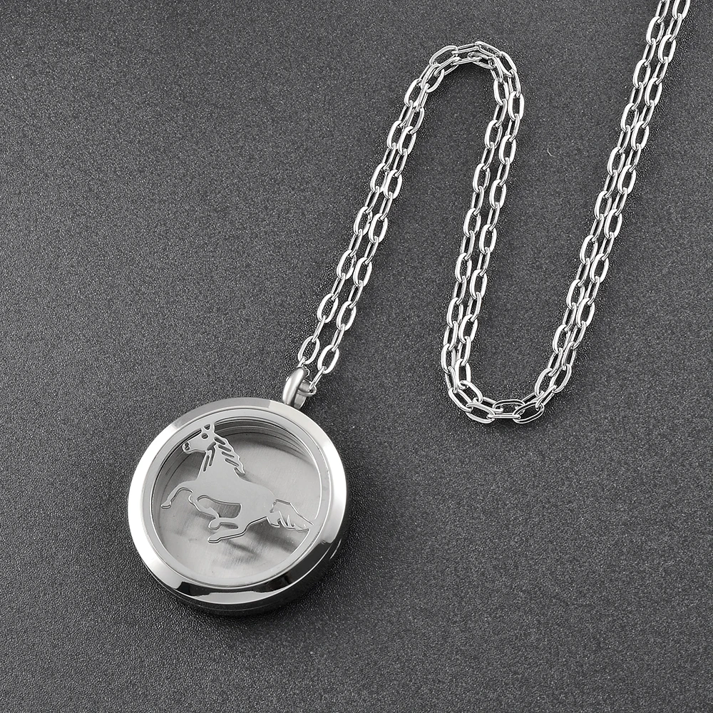 IJL0134 - Кулон-медальон Swift Horse Aromatherapy из нержавеющей стали для эфирных масел и духов с запасными вкладышами.