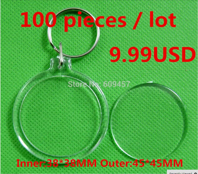 A Pack(100pcs) of Circle keychain blank transparent plastic acrylic id key chain with