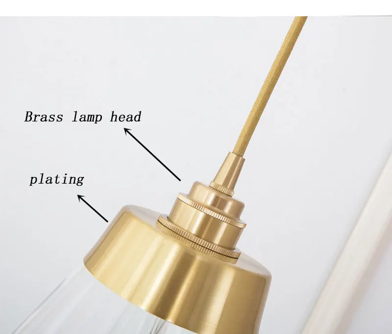 Glass Pendant Light Nordic Pendant Lamp Edison Pendant Light Brass Creative Minimalist E27 Lighting Lampshade For Restaurant