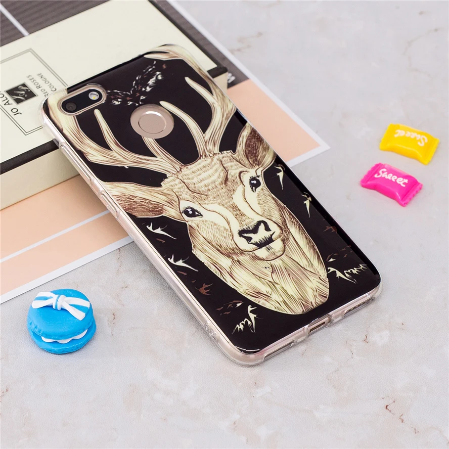 Для ETUI Huawei P9 lite Мини силиконовая световой аниме Единорог тонкий ТПУ Цветок задняя