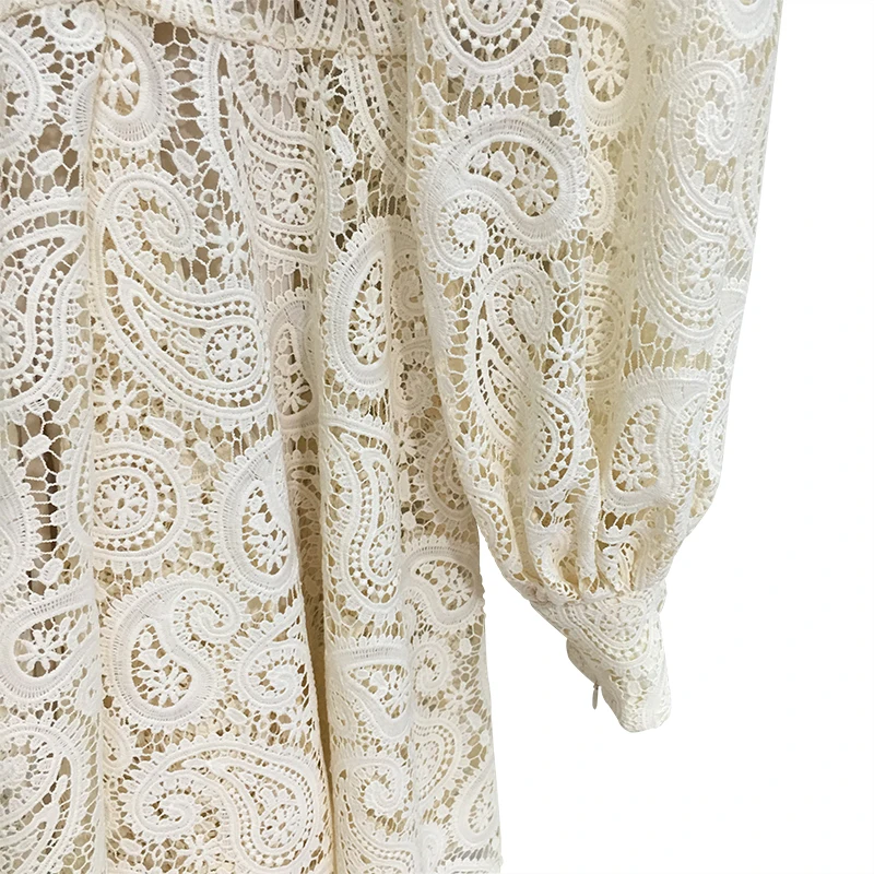 Женское платье с вырезами кружевное 2019 рукавами фонариками женские платья Vestidos женская одежда цветочные