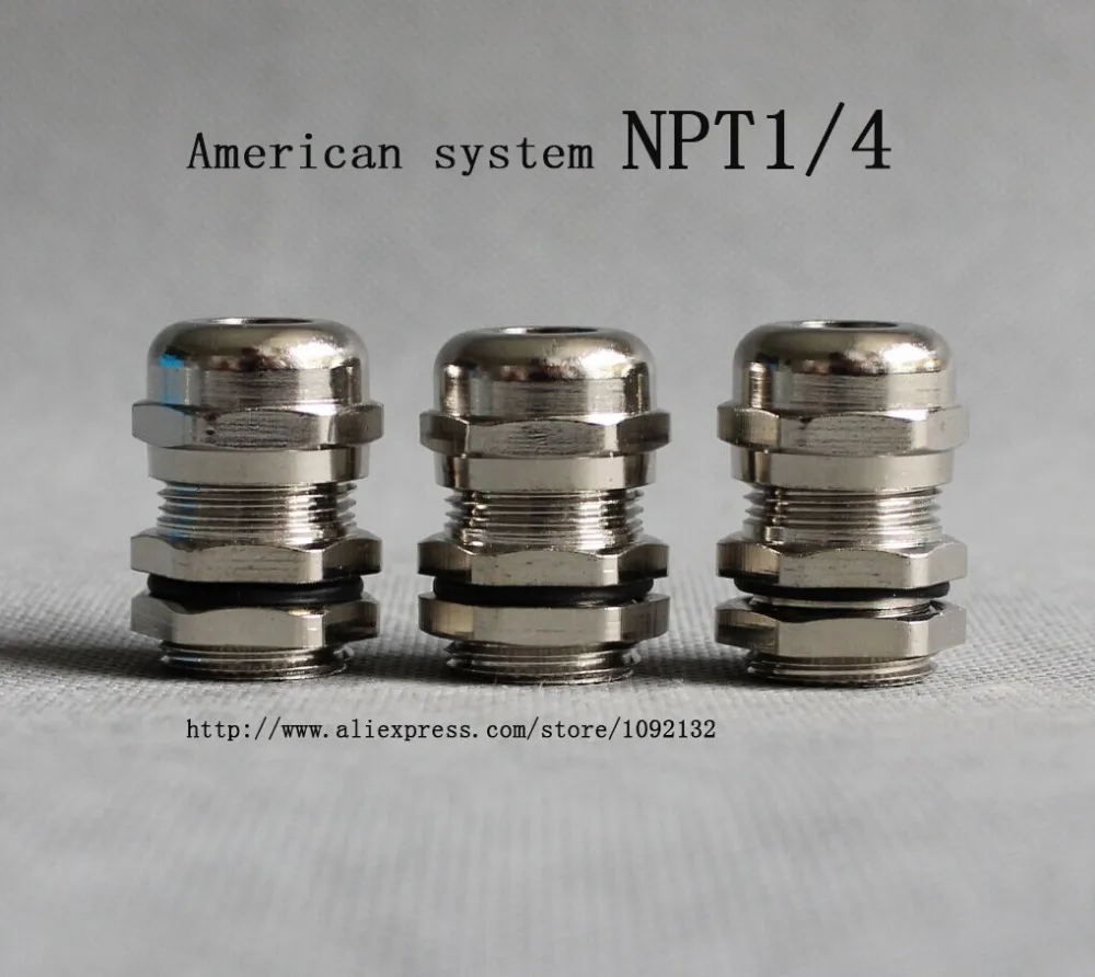 1 шт. Американская система NPT1/4 никелевые латунные кабельные втулки