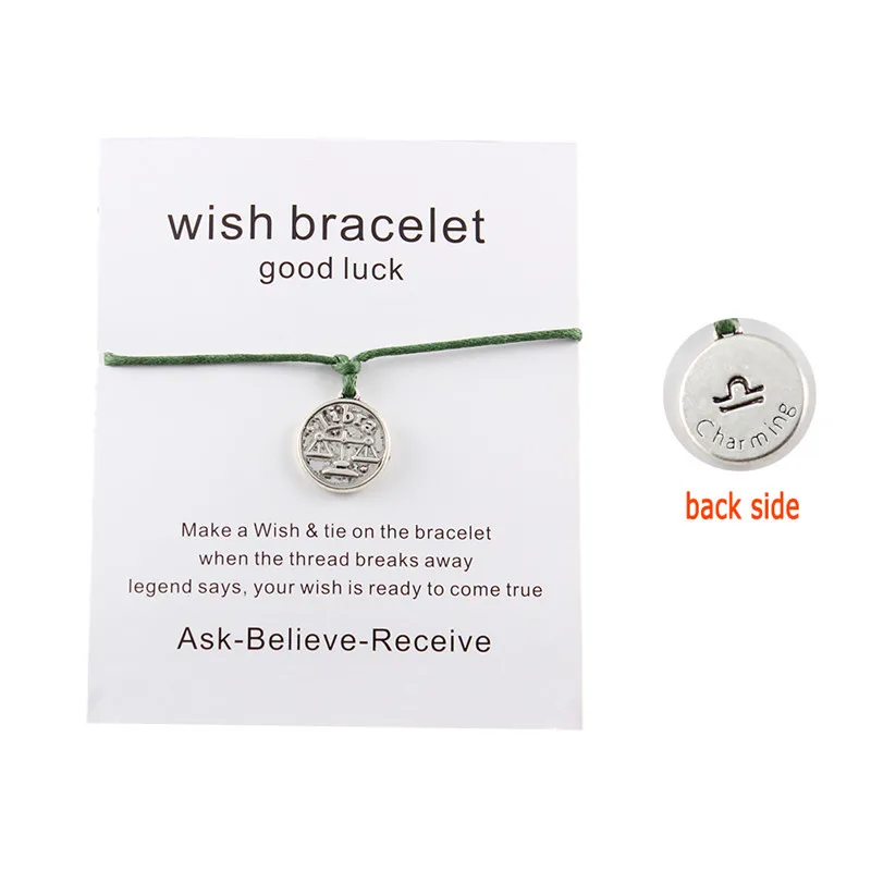 Застревает в выборе Libra браслет для женщин Регулируемый счастливый Wish Card