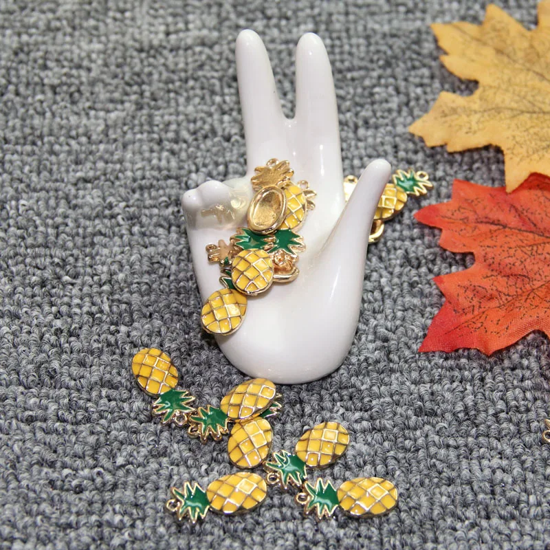 5 шт./лот желтый и зеленый Тропический гавайский ананас фруктовый Шарм цинковый