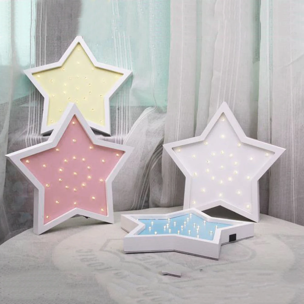 Модный деревянный светодиодный ночник в форме звезды для девочек спальню