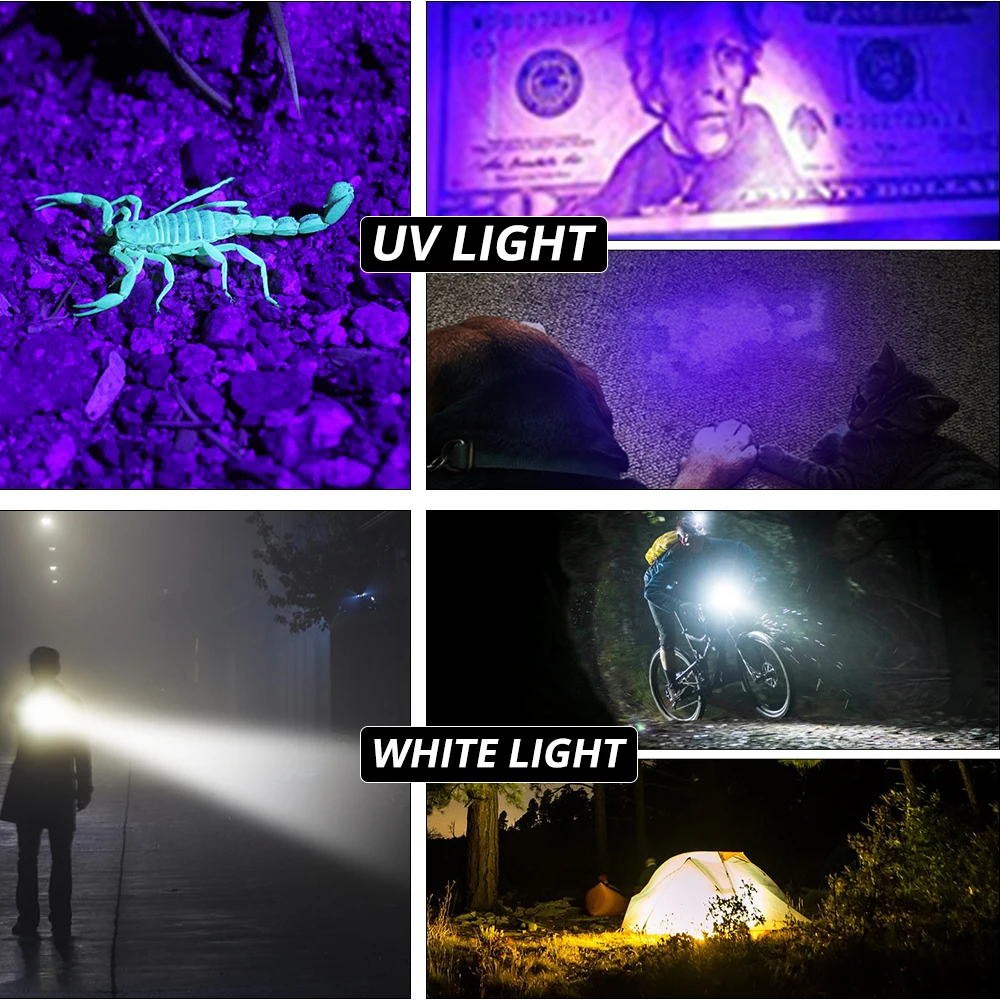 

2in1 UV Flashlight LED Tactical Torch Linternas 395nm Ultraviolet Urine Detector For Camping Pet Urine Catch Scorpions