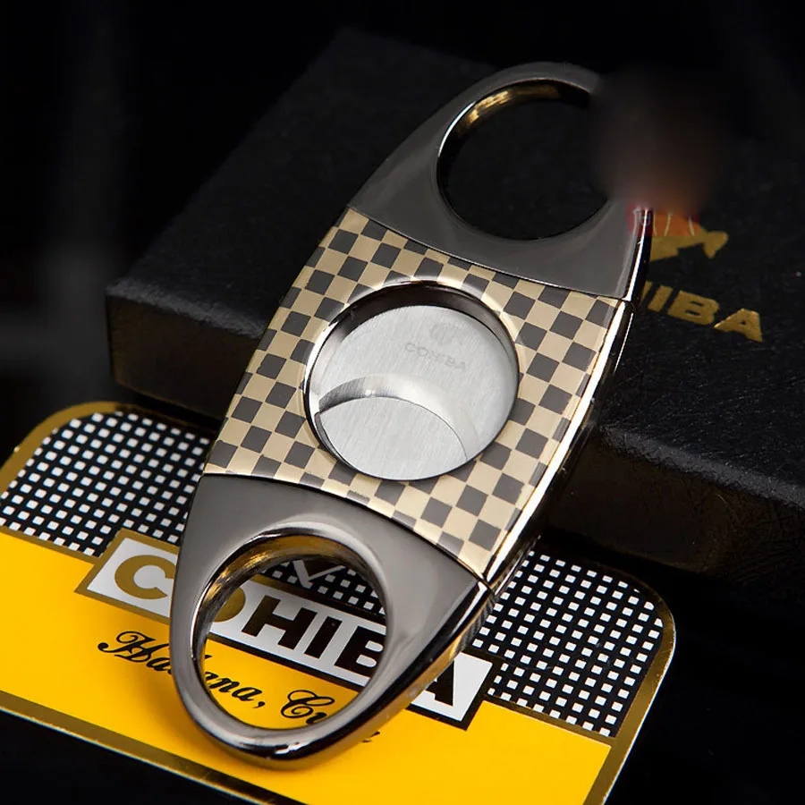 COHIBA двойные лезвия из нержавеющей стали, золотой, серебряный P-образный резак для сигар, карманные гаджеты, резак для зигарры, ножницы для ку... (art.: 7b0a3fe46) - 7b0a3fe46