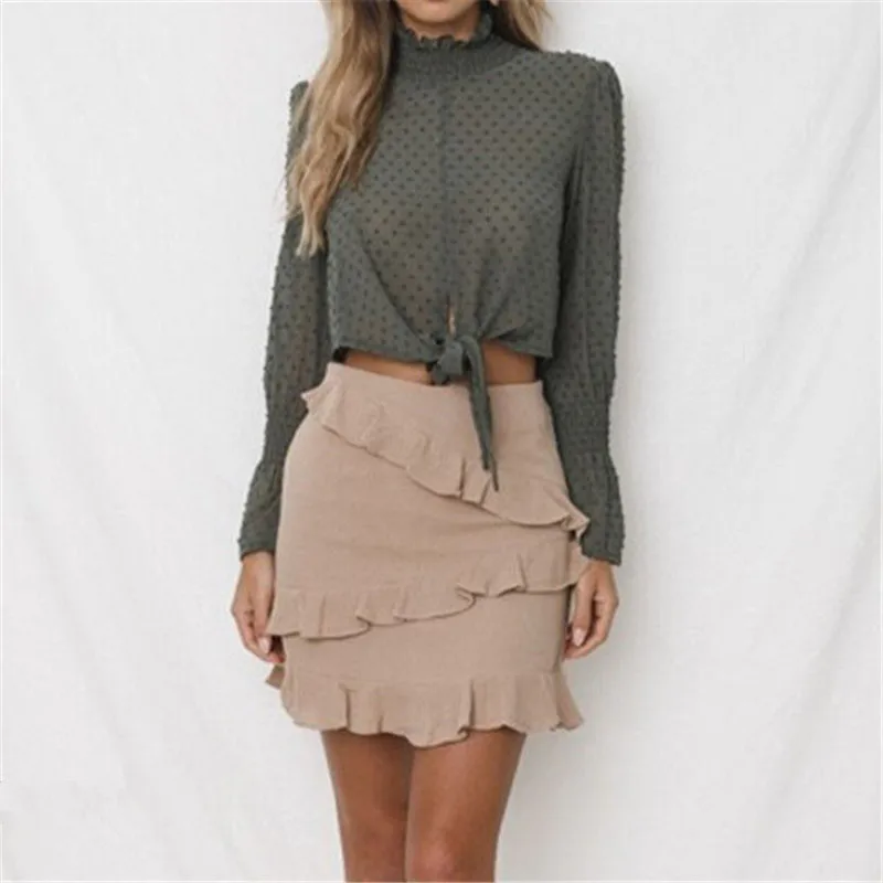 Женская блузка с длинным рукавом и принтом свободные рубашки расклешенным