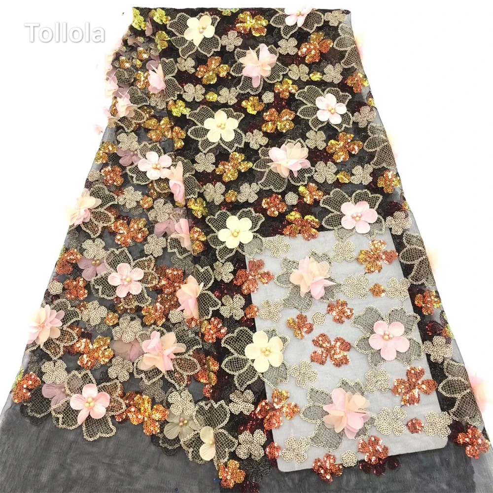 Tollola 2019 нигерийская Высококачественная блестящая Свадебный кружевная ткань в