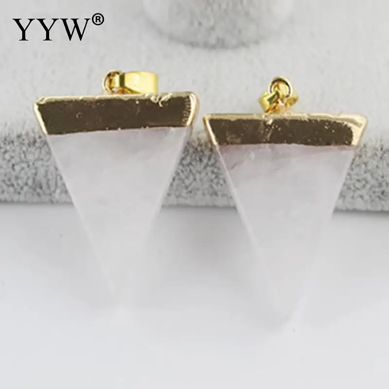 clear quartz Натуральный камень треугольник позолоченный кварцевый камень кулон цепь яркое женское ожерелье Модные ювелирные изделия - Окраска металла: clear quartz