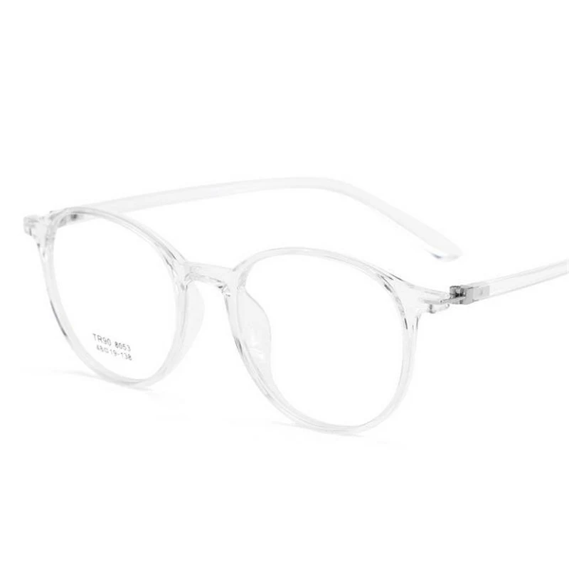 Transparent Frame TR90 прозрачные круглые близорукие очки для женщин 1,56 асферические линзы очки по рецепту для мужчин диоптрий 0-0,5-1,0 до-4,0 - Цвет оправы: Transparent Frame