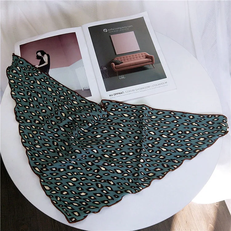 2019 Модный женский элегантный квадратный Шелковый Атласный Леопардовый шарф
