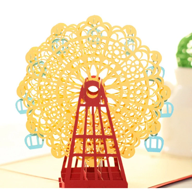 Всплывающая 3D открытка-валентинка с изображением колеса обозрения 2016 год