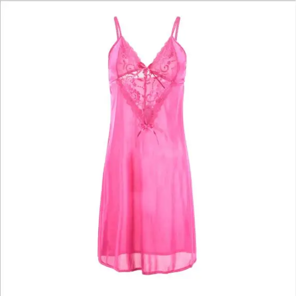 

Summer 2019 Spaghetti Strap Nightwear Sexy Sleeping Dress Pink Nightgown Sleepwear Woman Home Wear Dress Night Gown Fdfklak