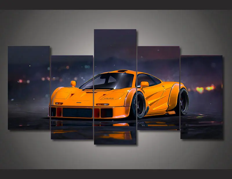 Обрамленная печатная f1 оранжевая картина Суперкар на холсте украшение комнаты
