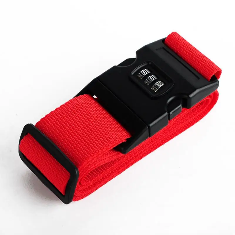 red 1 with lock Багажный ремень для путешествий, регулируемый ремень для чемодана, нейлоновый безопасный кодовый замок с пряжкой, ремни для багажа - Цвет: red 1 with lock