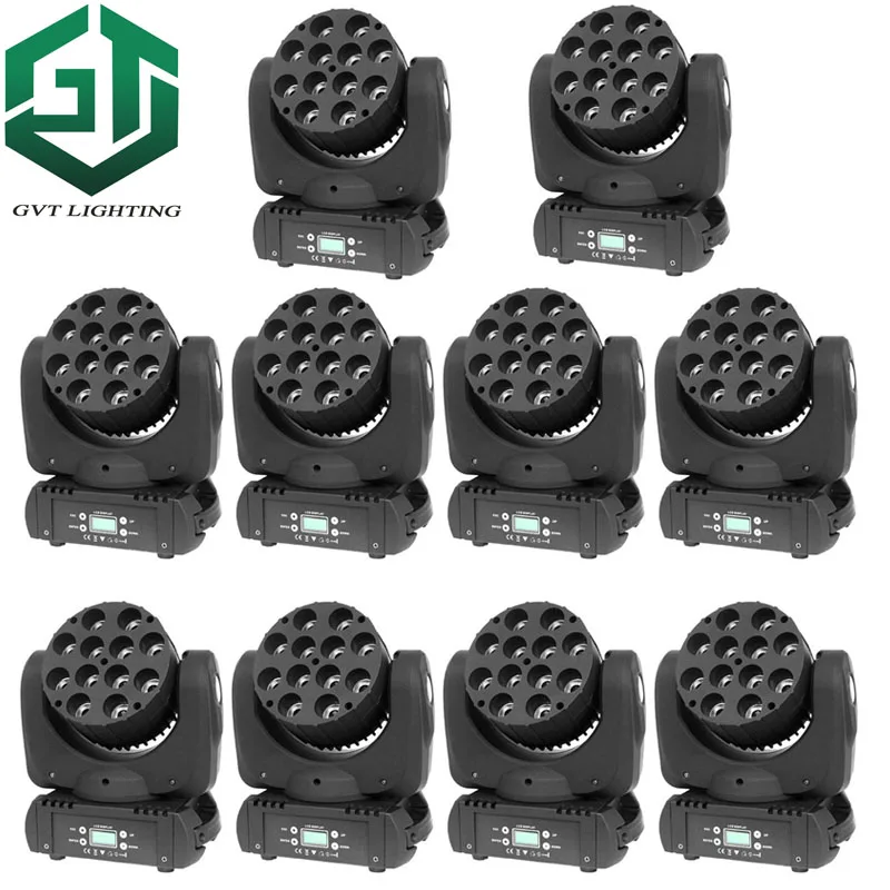 

10pcs DJ lighting LED Beam Moving Head Light 12x12W RGBW Quad DMX stage effect light wedding party lights 0-100% linear dimming