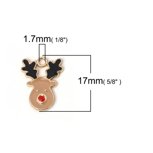 DoreenBeads подвески из цинкового сплава, рождественские олени, золото, хаки, белая эмаль, сделай сам, 17 мм(5/") x 13 мм(4/8"), 10 шт - Окраска металла: 1