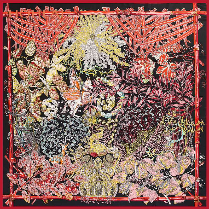 Женский шелковый шарф с цветочным принтом Foulards130CM большой из саржи квадратный