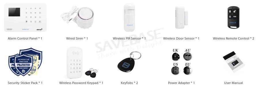 HOMSECUR H11 433MHz Wireless Password Keypad with 2Pcs RFID keyfob for Home Security LA01,LA02,LA02-3G and LA03-3G Alarm System